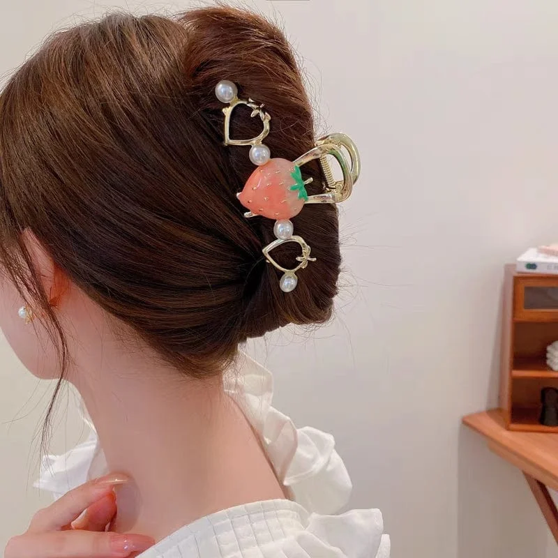 Chic Strawberry Heart Hair Claw Clip