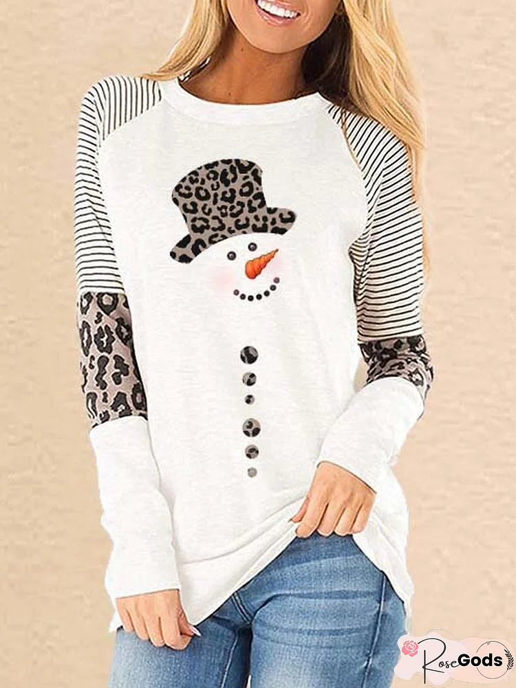 Ladies Leopard Print Snowman Top