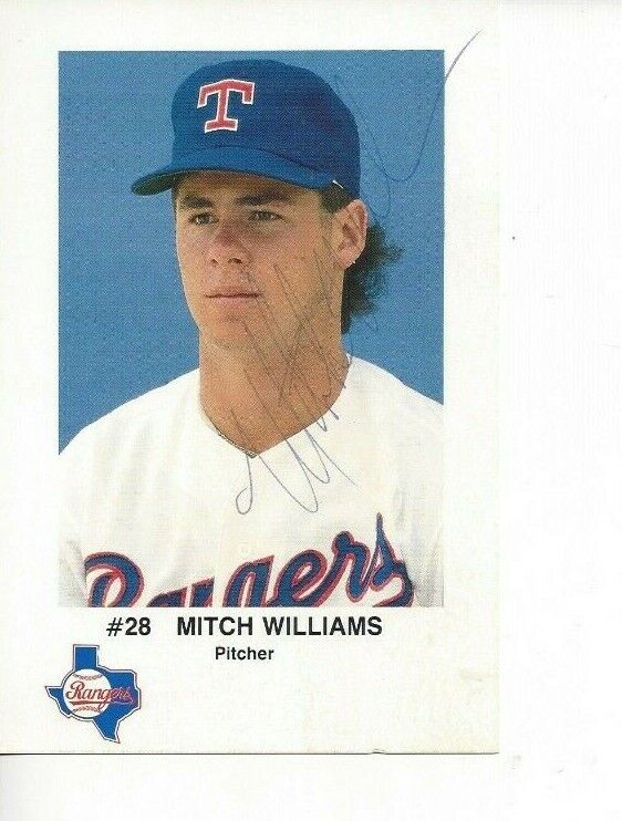 Mitch Williams Autographed Texas Rangers Post Card Rare B652