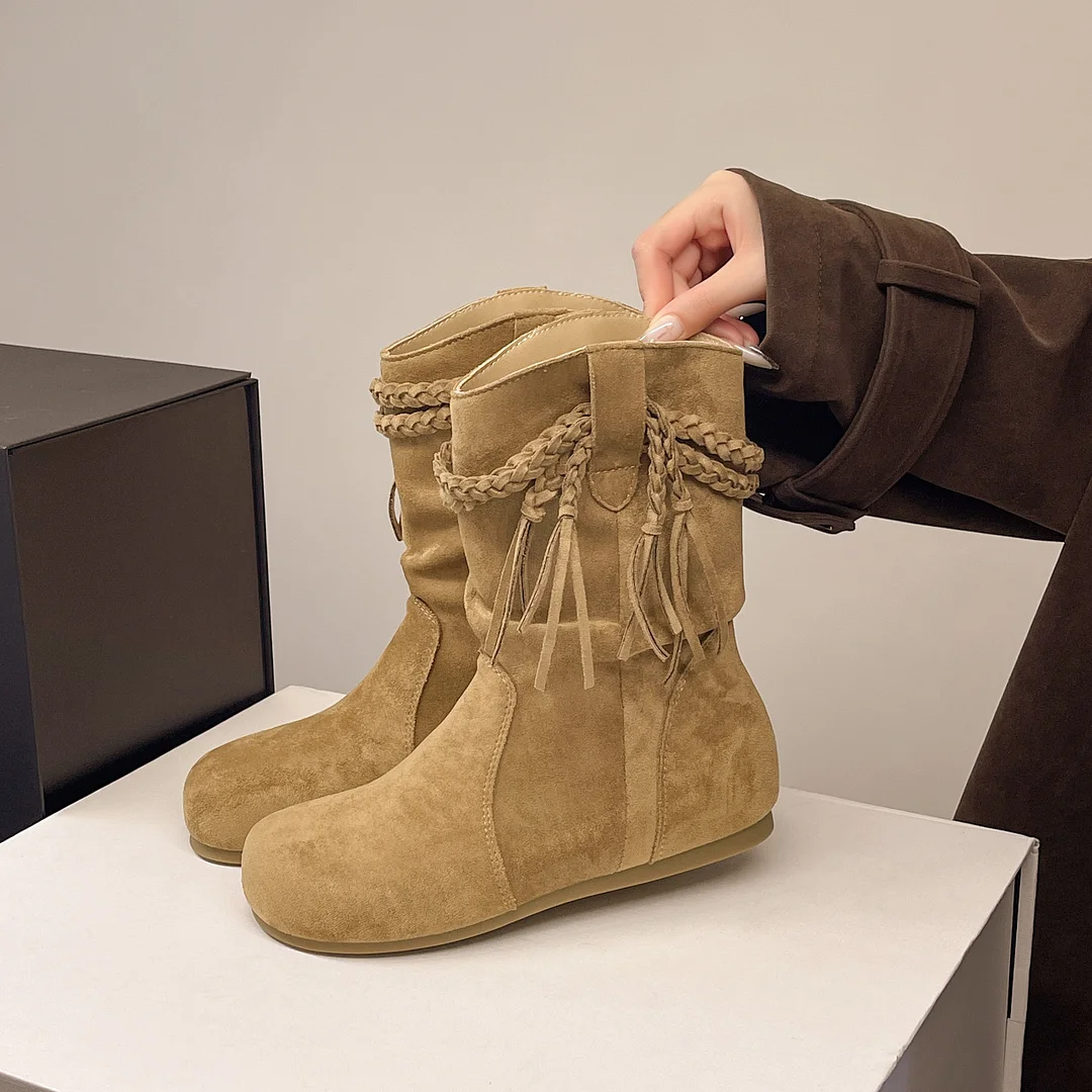 Yyvonne Autumn And Winter New Large-Size Increase Retro Tumu Pile Small Short Boots Girl Folded Martin Boots