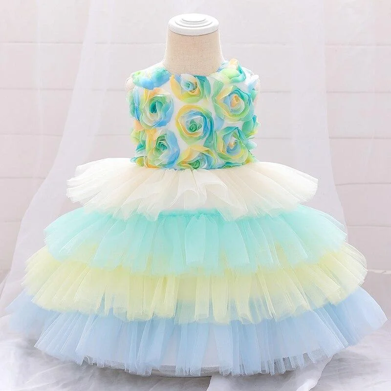 2021 Summer Little Mermaid Infant 1st Birthday Dress For Baby Girl Clothes Sequin Dress Princess Dresses Party Clothing Infant