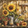 Sunflower Watering Can-11CT Stamped Cross Stitch 40*40cm/15.75*15.75in tapestrymarket