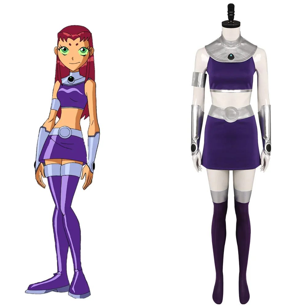Teen Titans Starfire Cosplay Costume Dress Outfits Halloween Carnival Suits