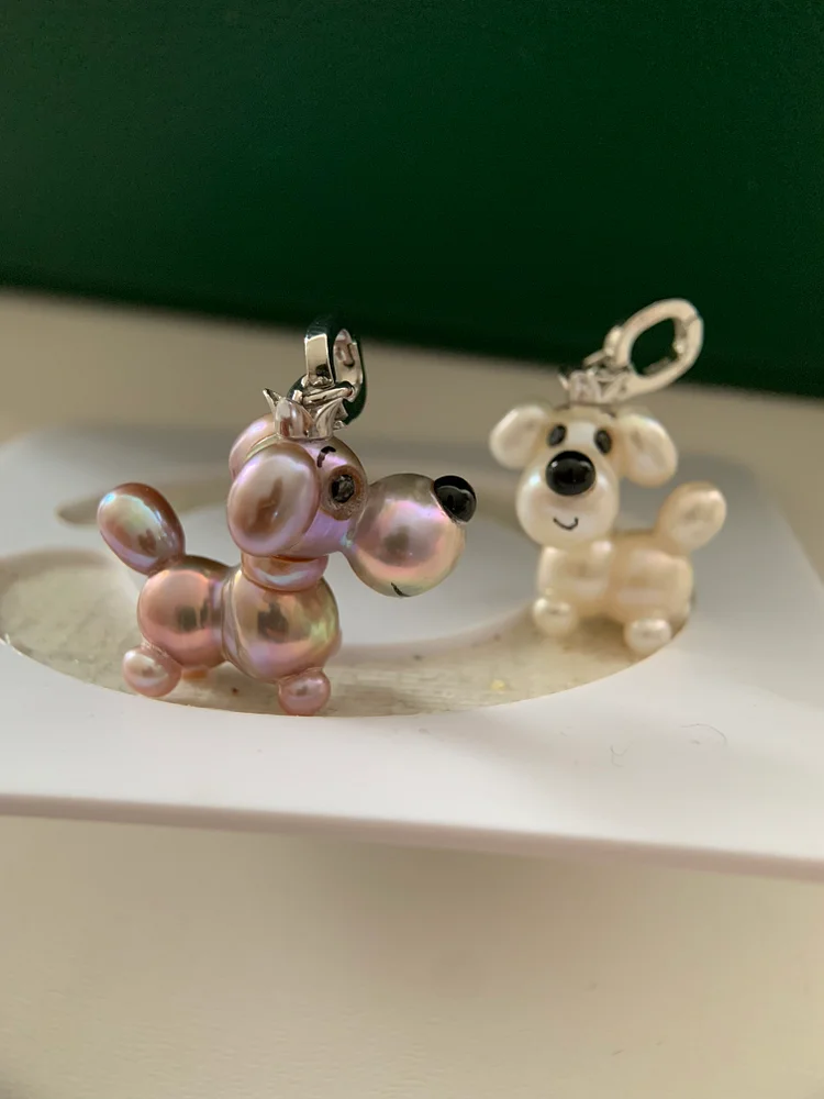TINA PEARL Dog, puppy natural pearl pendant S925 (JUST 1)