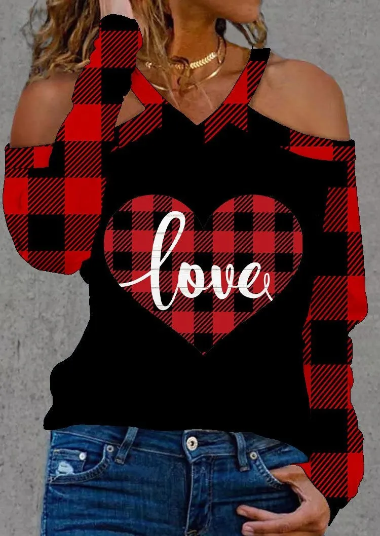 Red Chenked And Heart Printed Shirt