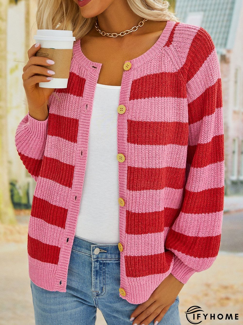 Casual Striped Sweater coat | IFYHOME