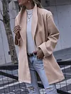 Simple Solid Color Lapel Collar Buttoned Loose Casual Woolen Outerwear