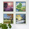 (4pcs) Seasons-14CT Stamped Cross Stitch 16*16cm(Bundle Sale)