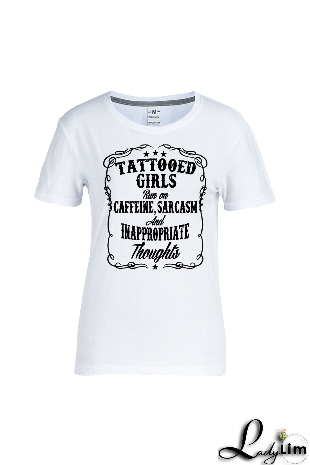 White Street Daily Print Patchwork Letter O Neck T-Shirts