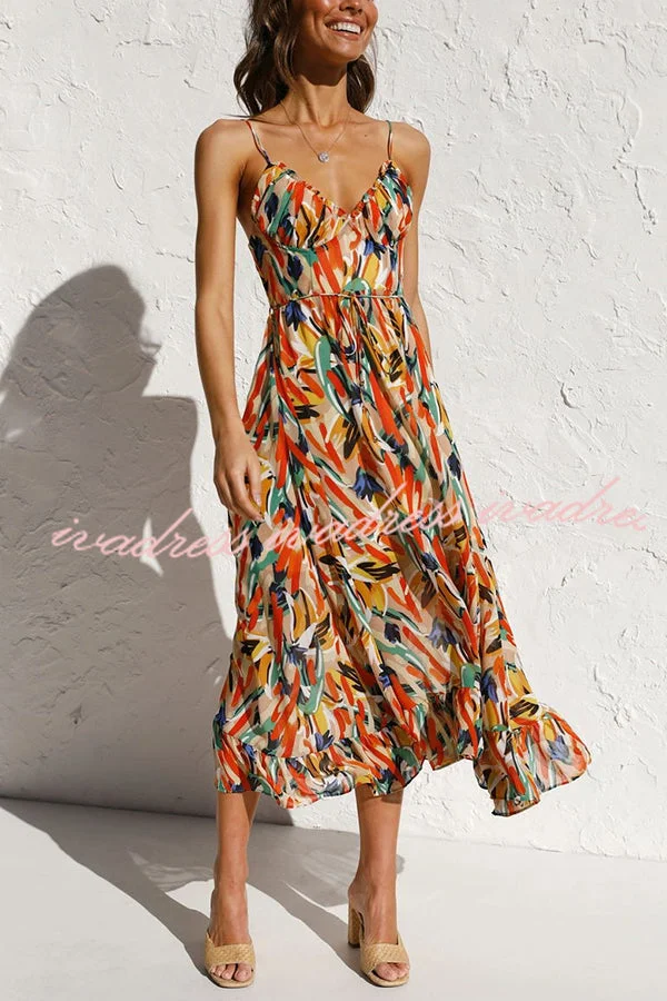Stay Amazing Colorful Printed Midi Dress