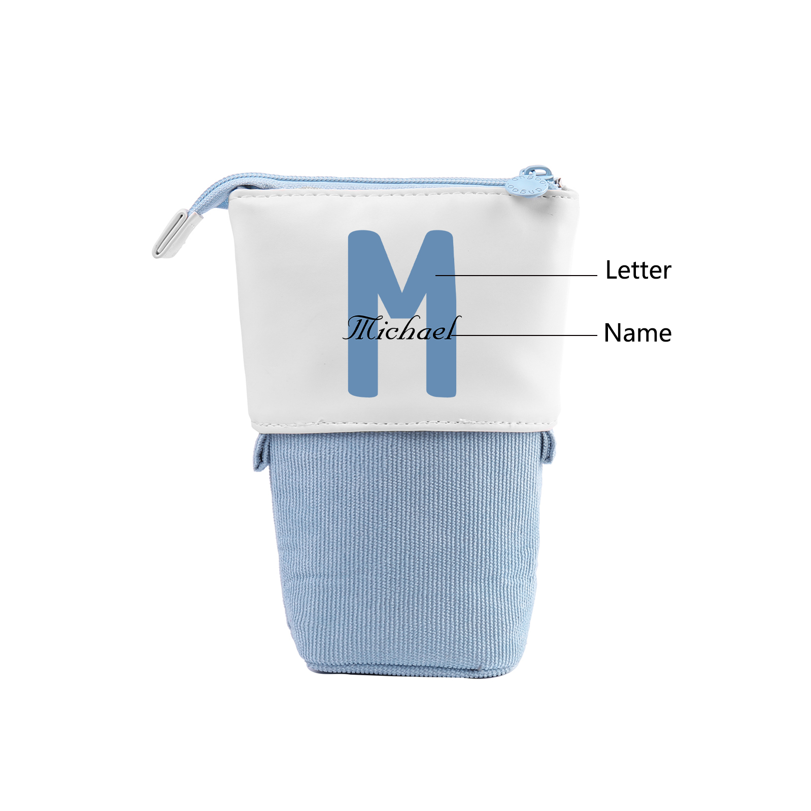 Personalised Pencil Case Custom Name & Letter Pen Pouch Canvas PU Leather Back To School Gift for Kids-Jessemade AU