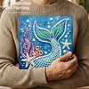 (25x25cm)DIY Mermaid Tail Framed Handmade Pearl Painting Art Craft Kit Living Home Decor