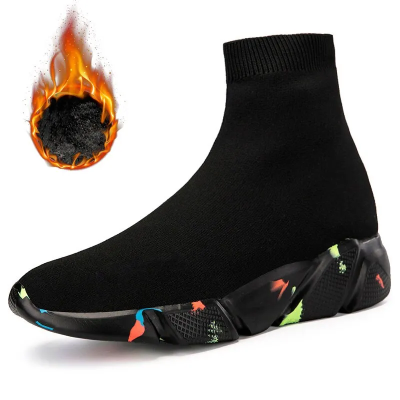 MWY Fashion Trend Couple Socks Boots Shoes High Top Lace Up Men Breathable Winter Casual Shoes Schoenen Thick Soled Ankle Boots