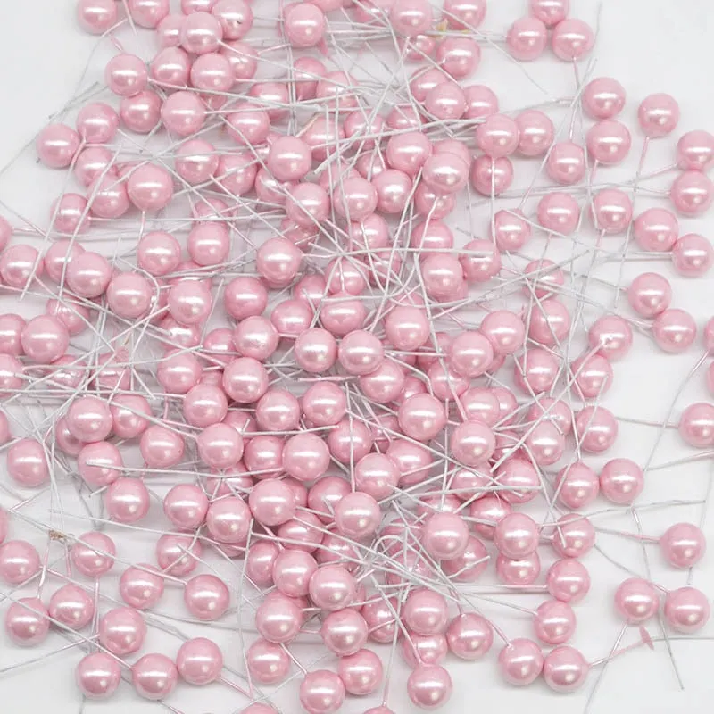 50pcs Colorful Pearl Stamens Artificial Flower small berries cherry For DIY Wedding Christmas Cake Box Pearl Wreaths Decoration