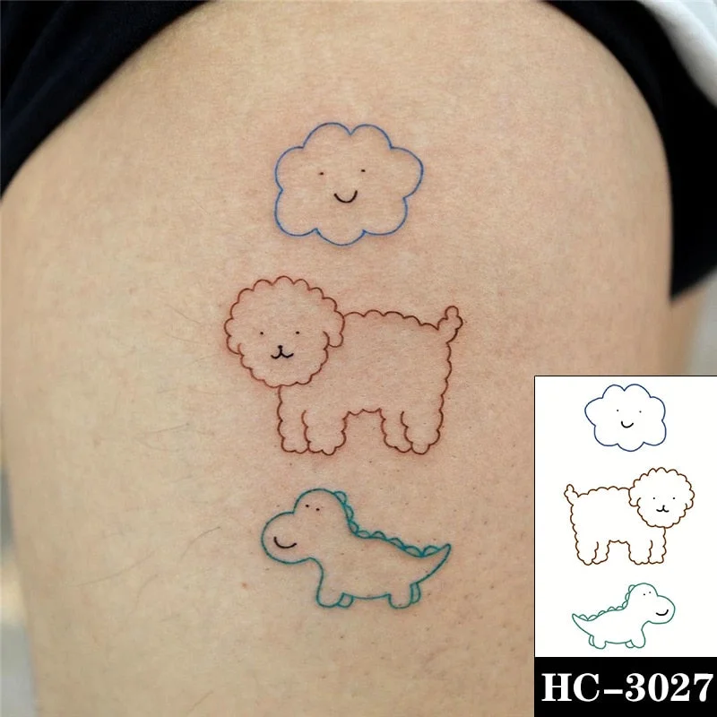 Waterproof Temporary Tattoo Sticker Cartoon Carousel Pattern Heart Moon Body Art Fake Tattoos Flash Tatoos Arm Ear for Men Women