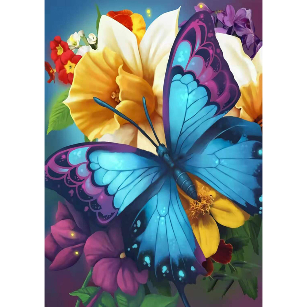 

30*40CM - Butterfly Flower - Round Drill Diamond Painting, 501 Original