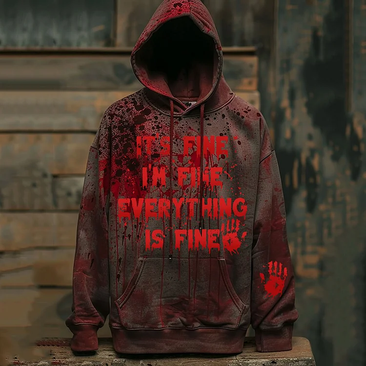 Comstylish Everything Is Fine Halloween Print Casual Hoodie