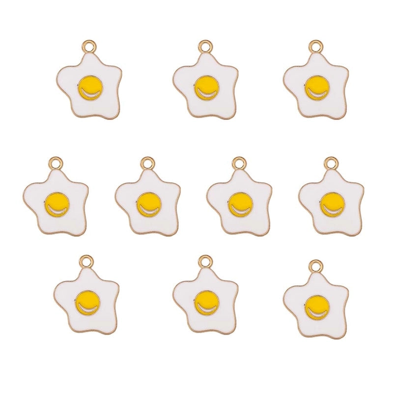 10 PCS/Package 14.2*21.7mm 19.3*17.3mm 21*25.5mm Alloy Easter Egg Hamburger Fried Egg Jewelry Accessories Pendant