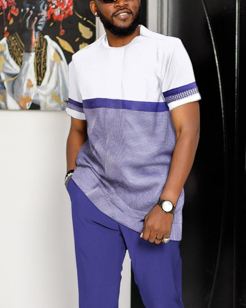 Men's Casual Colorblock Walking Suit-041