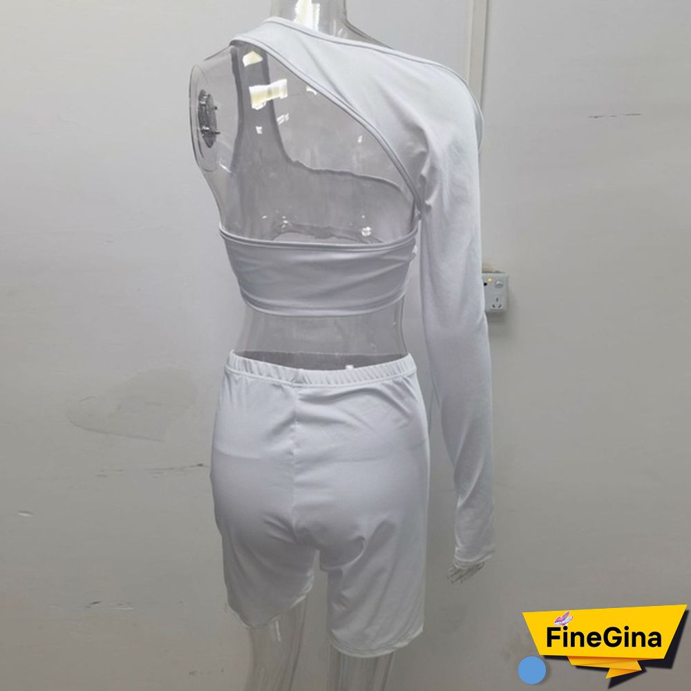 New Fashion Women Long Sleeve Crop Tops Sets Two Piece Set Slim Shirts Short Skirts Party Suit Two Piece Outfits