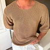 Knitted Wool 3/4 Sleeve Solid T-Shirt by Inlyline