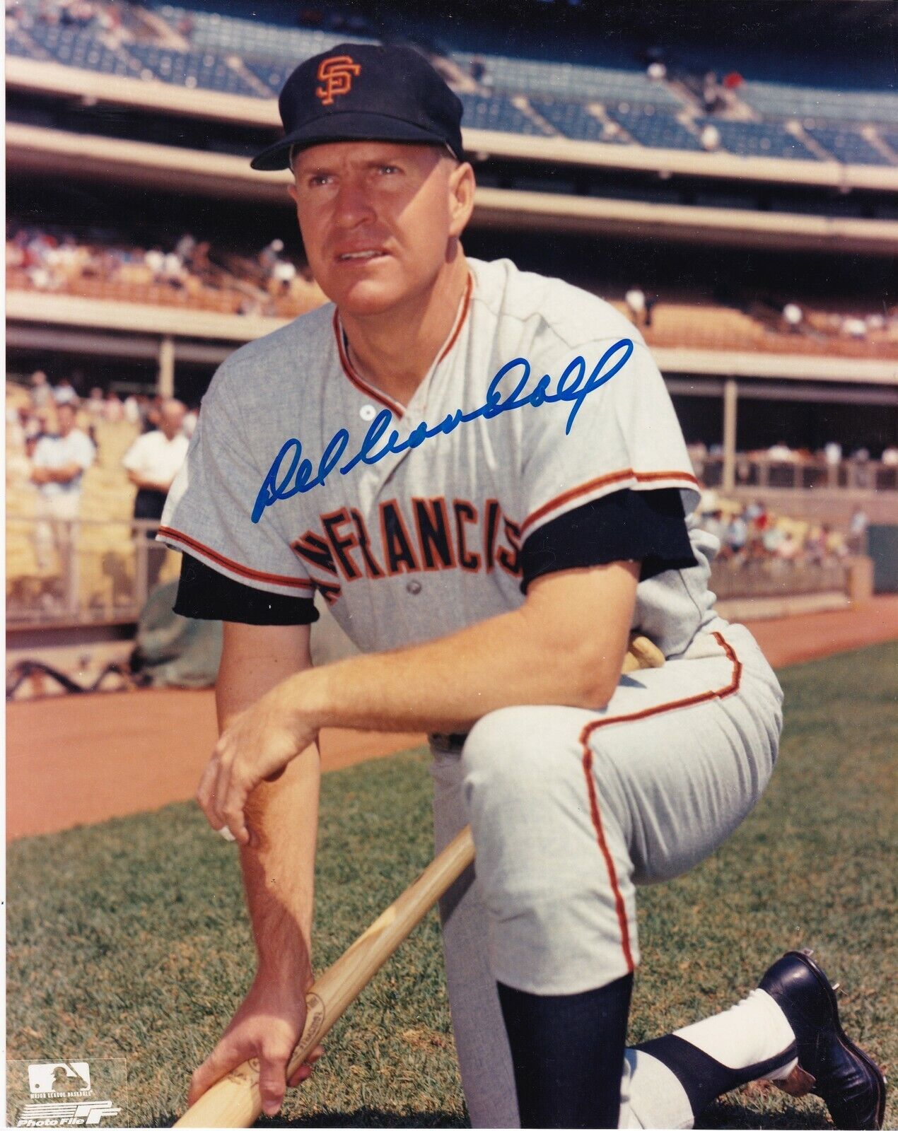 DEL CRANDALL SAN FRANCISCO GIANTS ACTION SIGNED 8x10