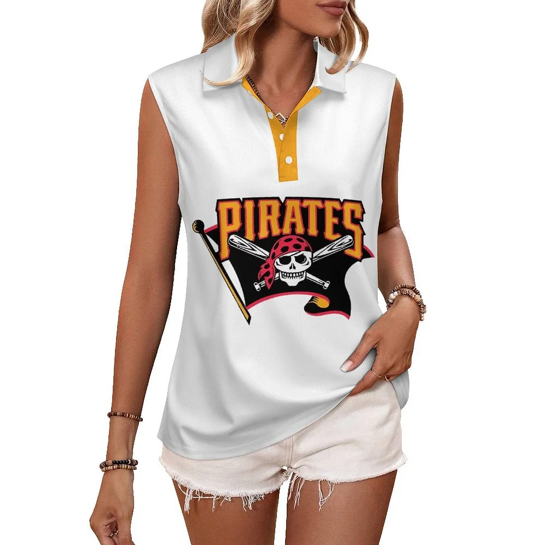 V-neck Sleeveless Casual POLO Shirt Tank Top for Women Printed with Pattern,Yellow,White,Black