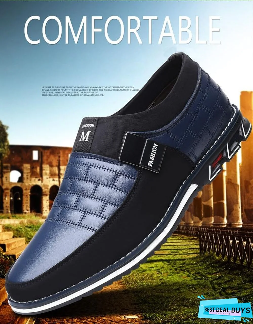 Leather Men Casual Shoes Mens Loafers Moccasins Breathable Slip On Black Driving Shoes