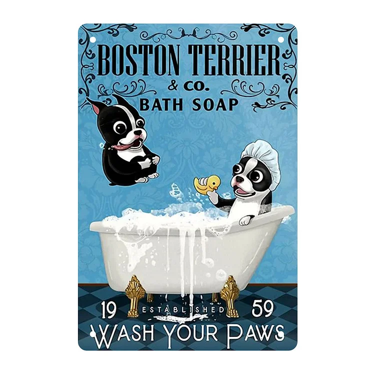 Boston Terrier & Co. Bath Soap - Vintage Tin Signs/Wooden Signs - 7.9x11.8in & 11.8x15.7in