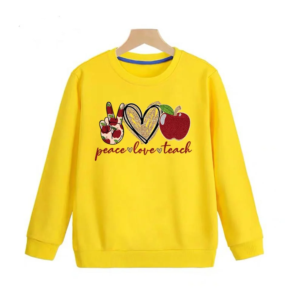 Peace Love Teach Thermal Sticker On T-shirt DIY Washable Patch On Clothes Funny Design Iron On Transfer For Hoodies Bag Applique