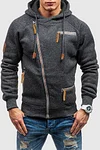 Casual Diagonal Zipper Hoodie