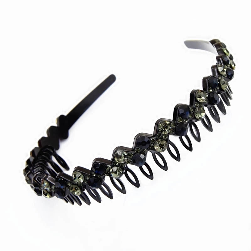 Korean New Arrival Toothed Non-Slip Rhinestone Headband Fashionable Simple Wave Crystal Headband Hair Card Headwear
