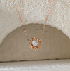14K Rose Gold Round Lab Diamond Star Pendant Necklace with Round Lab Diamond in A Diamond-Cut Texture Halo