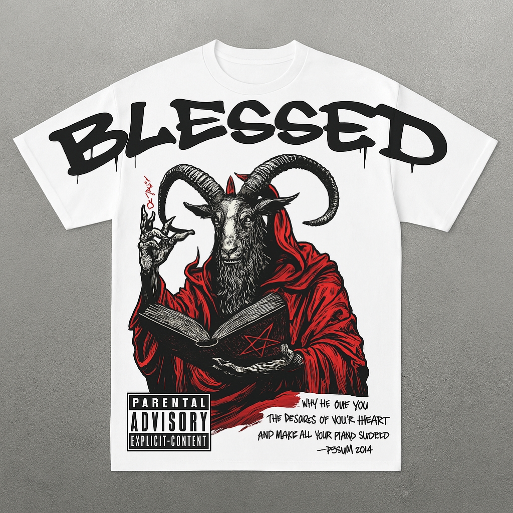 Satanic Print Short Sleeve T-shirt