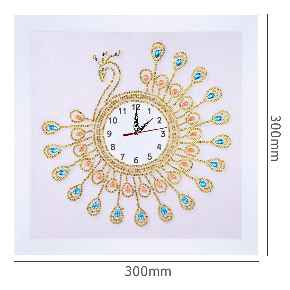 DIY Diamond Painting - Special Shaped - Peafowl Wall Clock Craft