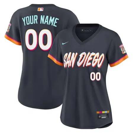 Women's San Diego Padres Nike Obsidian 2026 City Connect Stadium Custom Jersey WYYJ