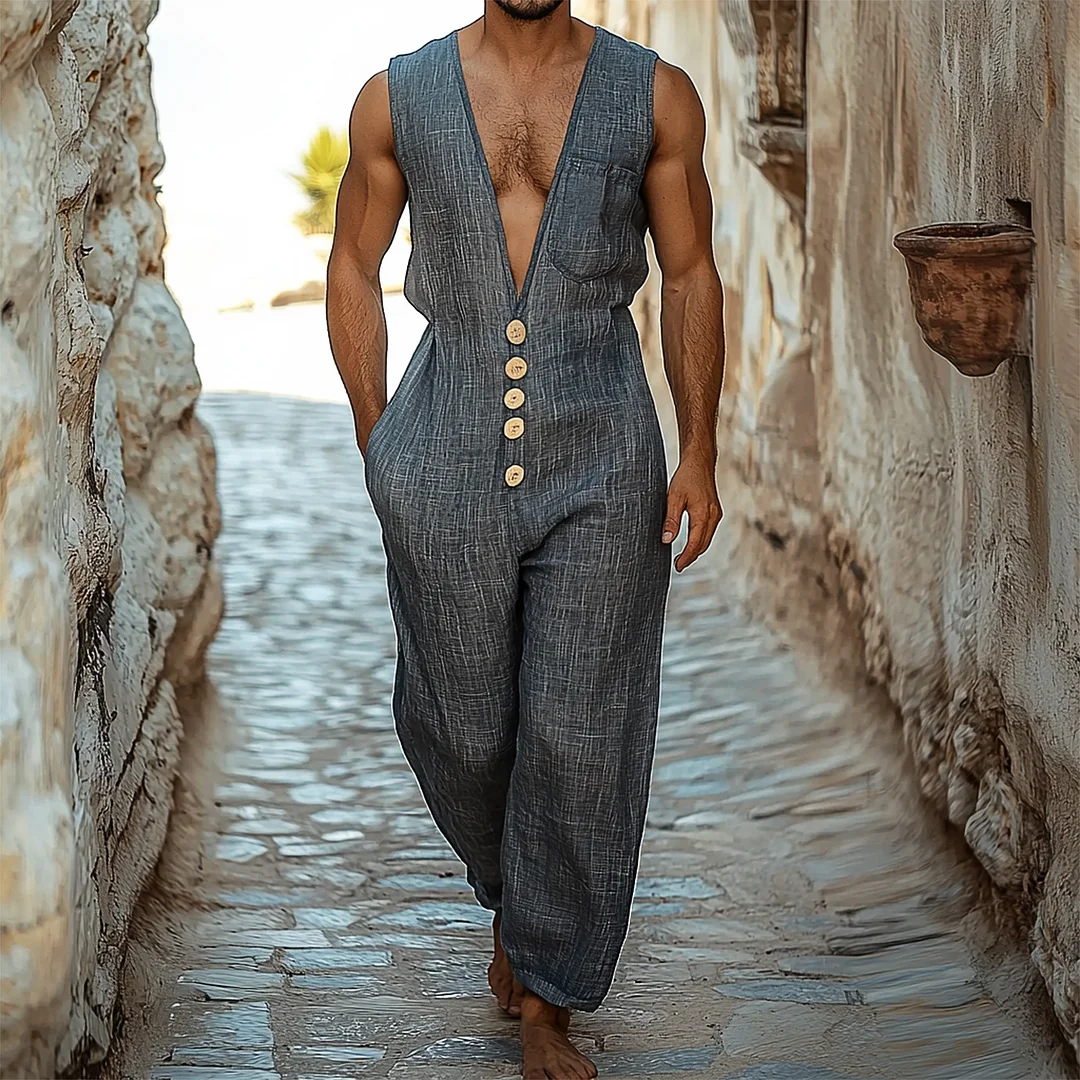 Men's Linen Jumpsuit-inspireuse