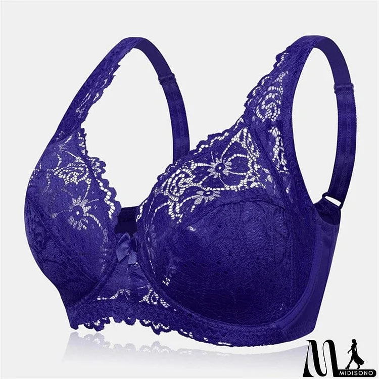 Women's Ultrathin Modal Floral Lace DDD Cup Bras - Blue