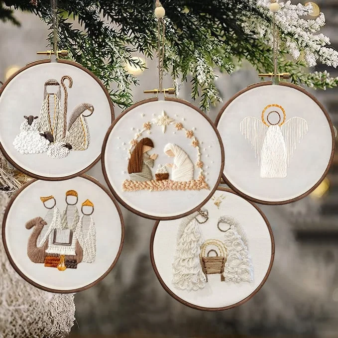 🌲Early Christmas Special 49% OFF❤️-Limited time offer-Nativity Scene Embroidery Kit-Set of 5