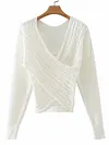 Irregular Clipping Jacquard Long Sleeves Sweater Tops