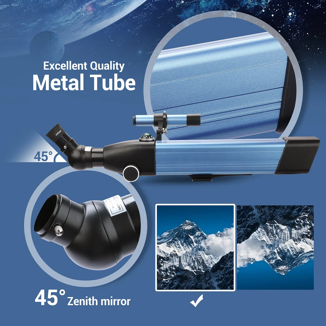 20X-167X HD Refractor Telescope for Adults Kids High Powered, with Finderscope and Tripod, 60mm Aperture Telescope for Viewing Stars