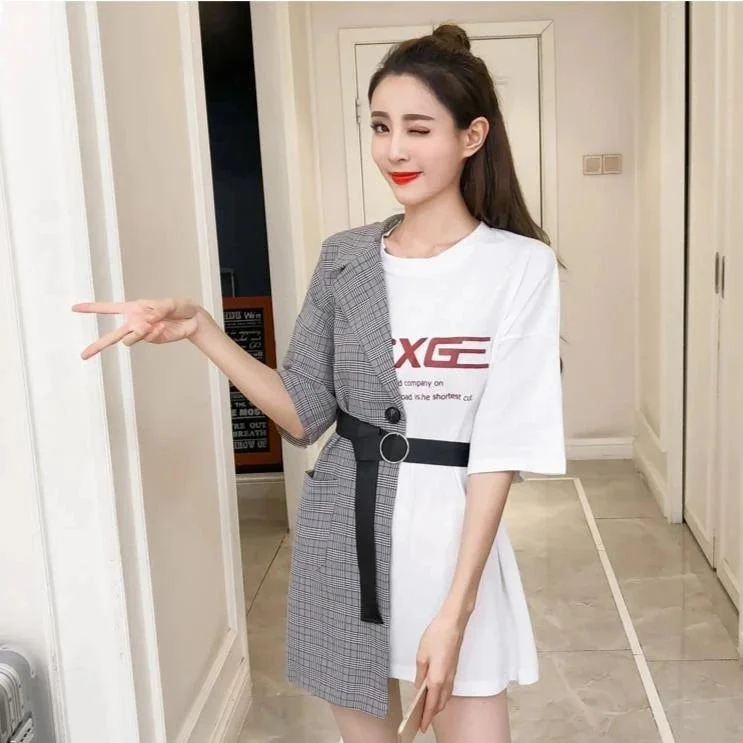 Assymmetric Patchwork T-shirt Dress