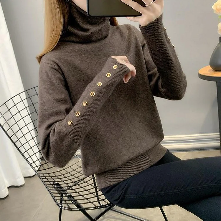 Buttoned Casual Long Sleeve Shift Sweater QueenFunky
