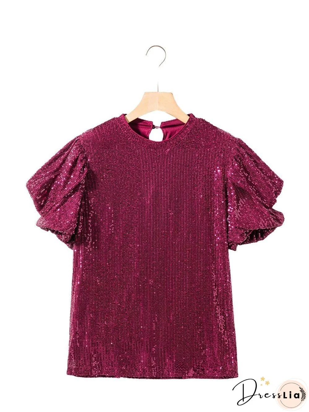 Chic Burgundy Sequin Blouse