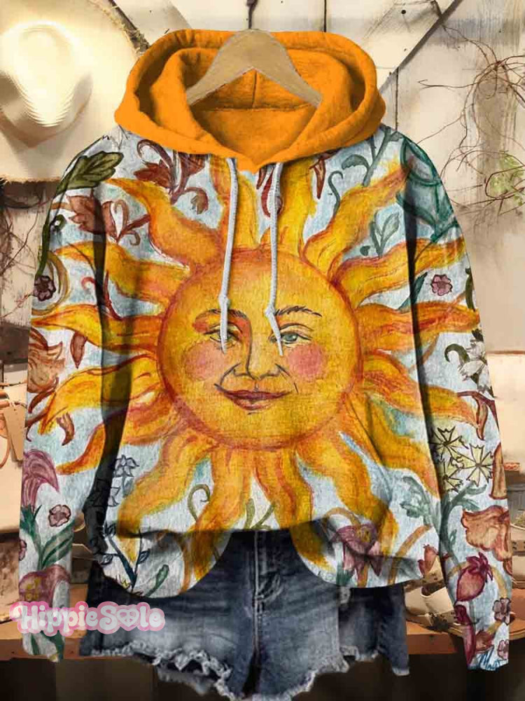 Colorful Warm Sunshine Print Casual Hoodie Sweatshirt Multicolor / S