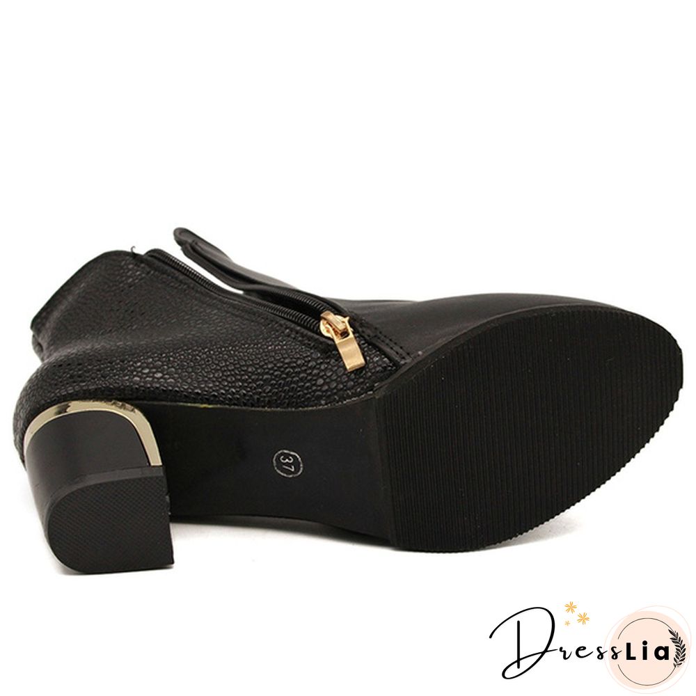 Autumn Winter Women  Martin Boots Female High Heel Thick with Side Zipper Large Size Ladies Boots