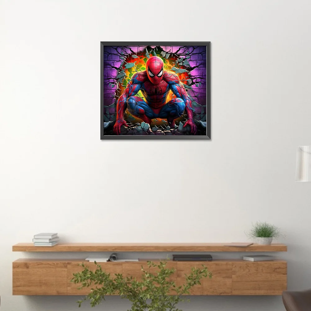 Diamond Painting - Full Round Drill - Spiderman Breaking Wall(Canvas|40*35cm)
