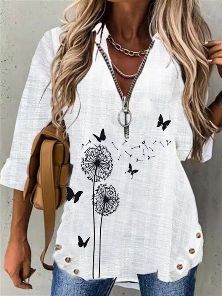 Long Sleeve Button Casual Party Beach Cotton and linen Top