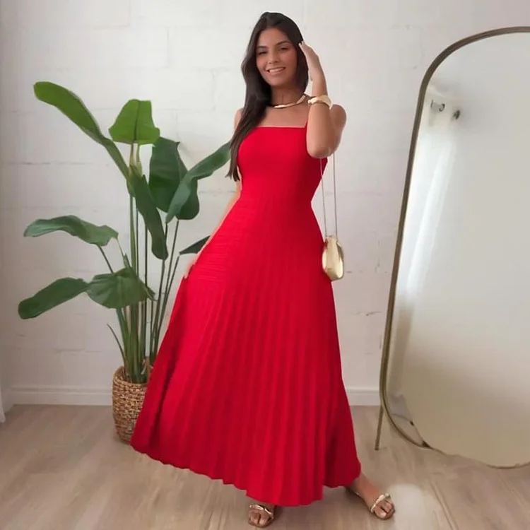 Women's Suspender Vertical Stripe Casual Temperament Dress