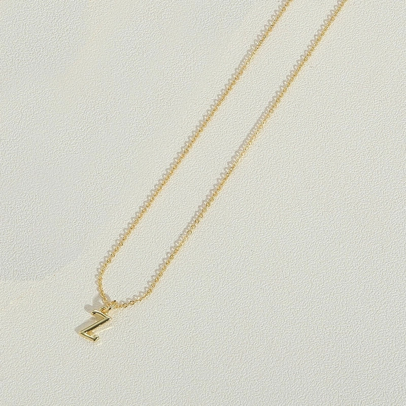 Copper 14K Gold Plated Minimalist Letter Copper Pendant Necklace